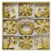 Набор подвесных новогодних украшений из соломы, с серебристыми лентами Серия: Солома инфо 5064q.