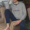 Пижама мужская "Nightwear" Размер: 48 (it), цвет: серый, бело-голубой 92991 на отдельном изображении фрагментом ткани инфо 2423r.
